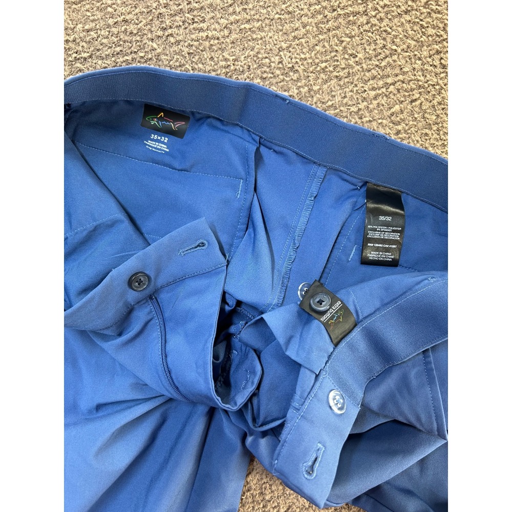 Greg Norman Mens Blue Golf Pants 35x32 Performance Stretch Straight Leg Trousers - Picture 7 of 8